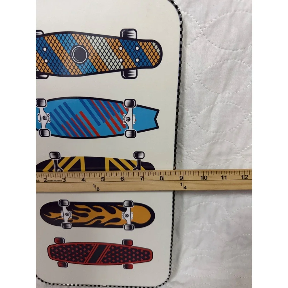 Open Road Brands Skateboard Graphic Wall Art Checkered Border Sign 16.5x8.5